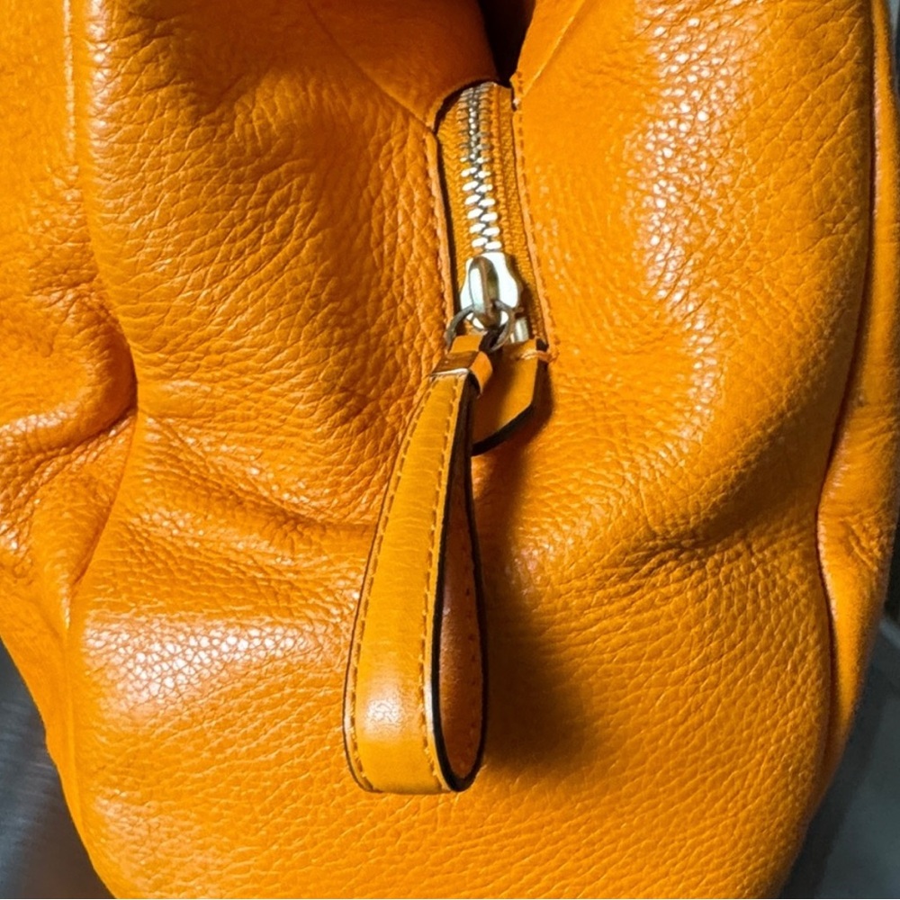 Coach Pebbled Leather Shoulder Bag in Bright Orange with Gold Hardware - Picture 12 of 12